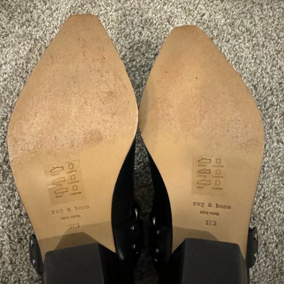 Rag & Bone Westin Black Harness Pull On Booties W/ Silver Tone Hardware - Picture 9 of 9